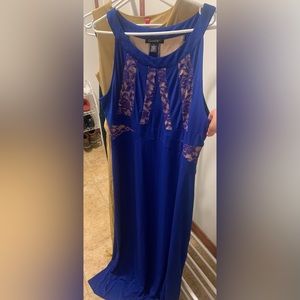 Blue maxi dress with nude cutouts